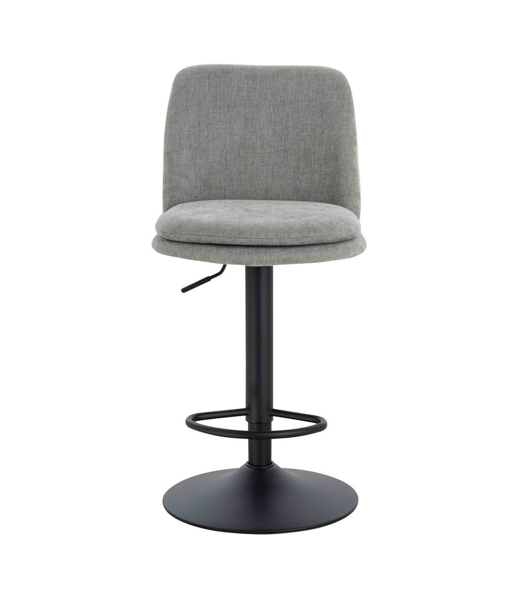 Myla Set of 2 Light Grey Textured Fabric Cushioned Bar Chairs