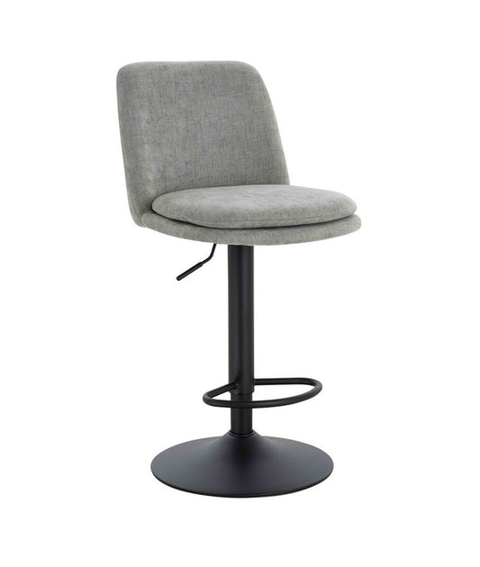 Myla Set of 2 Light Grey Textured Fabric Cushioned Bar Chairs