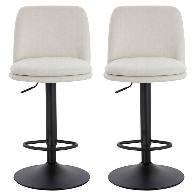 Myla Set of 2 Beige Textured Fabric Cushioned Bar Chairs
