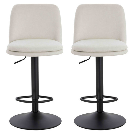Myla Set of 2 Beige Textured Fabric Cushioned Bar Chairs