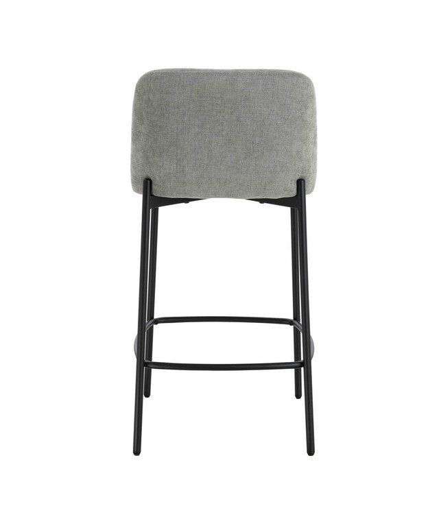 Maya Set of 2 Light Grey Textured Fabric Bar Chairs with Black Legs