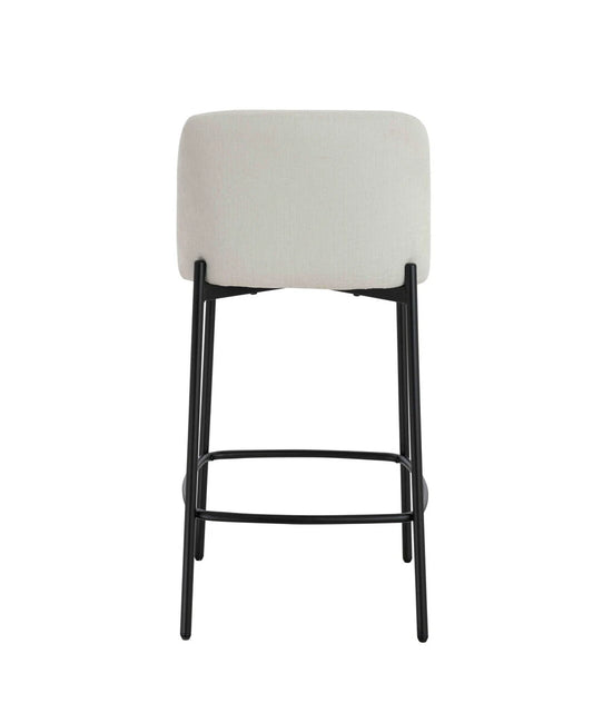 Maya Set of 2 Beige Textured Fabric Bar Chairs with Black Legs