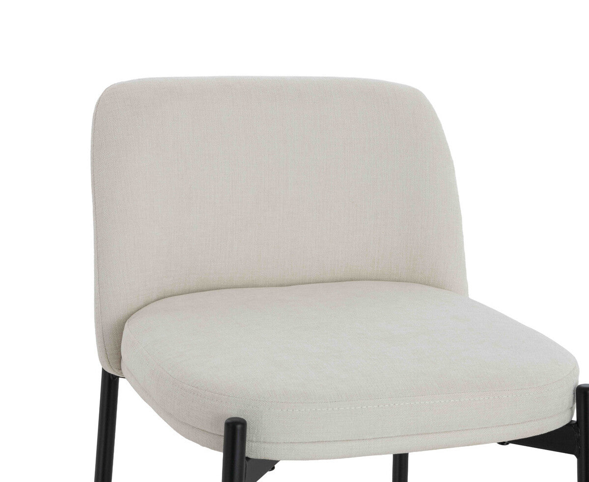 Maya Set of 2 Beige Textured Fabric Bar Chairs with Black Legs