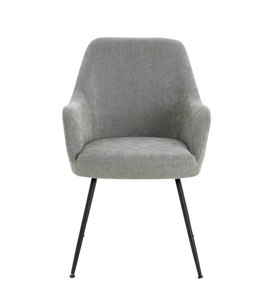 Sande Set of 2 Light Grey Textured Fabric Dining Chairs with Arms