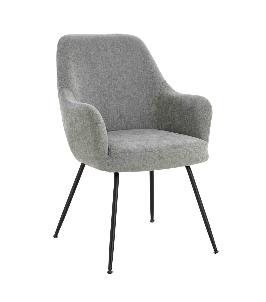 Sande Set of 2 Light Grey Textured Fabric Dining Chairs with Arms