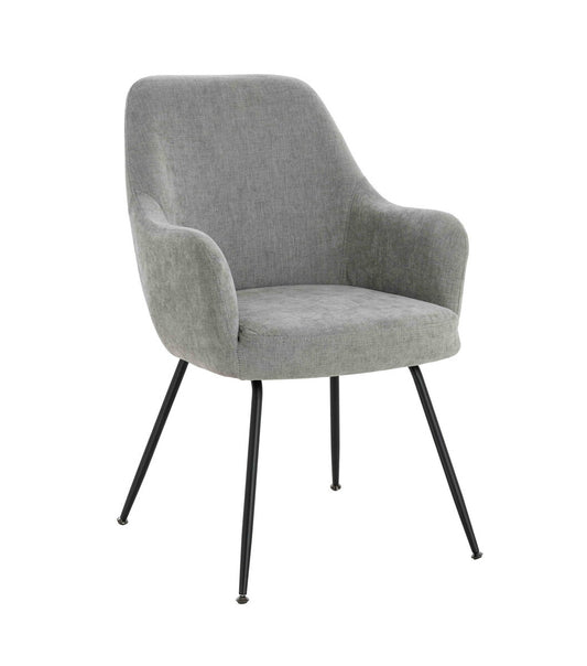 Sande Set of 2 Light Grey Textured Fabric Dining Chairs with Arms