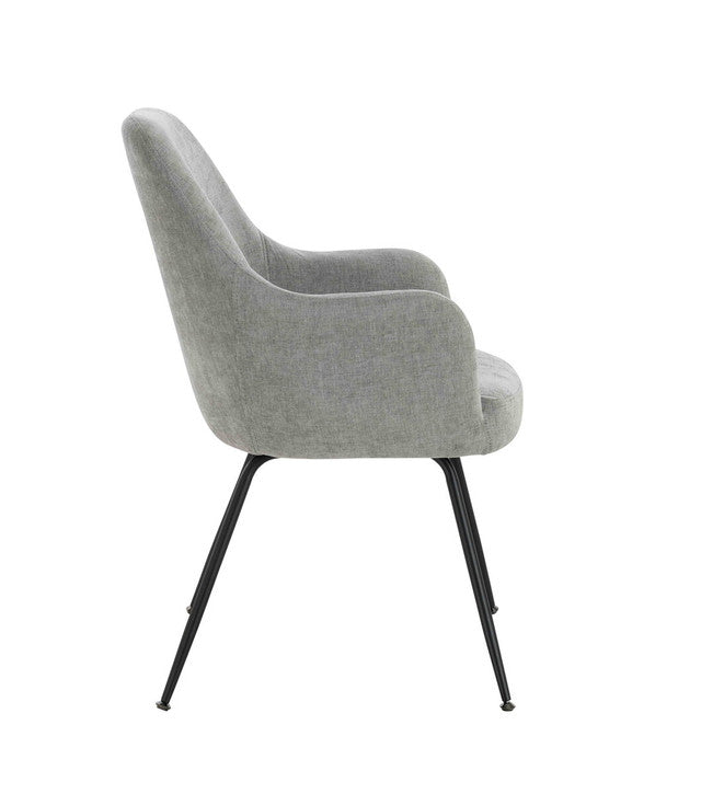 Sande Set of 2 Light Grey Textured Fabric Dining Chairs with Arms