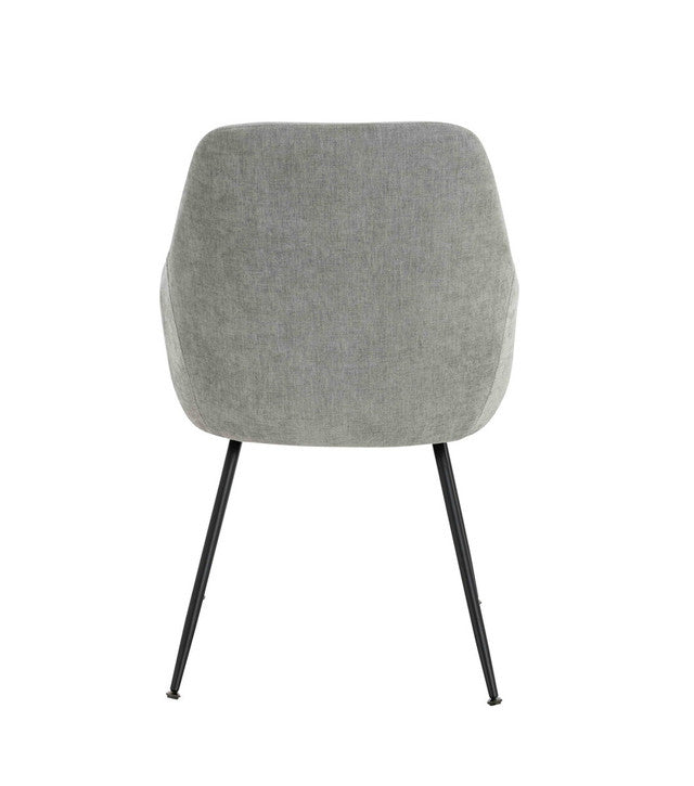 Sande Set of 2 Light Grey Textured Fabric Dining Chairs with Arms
