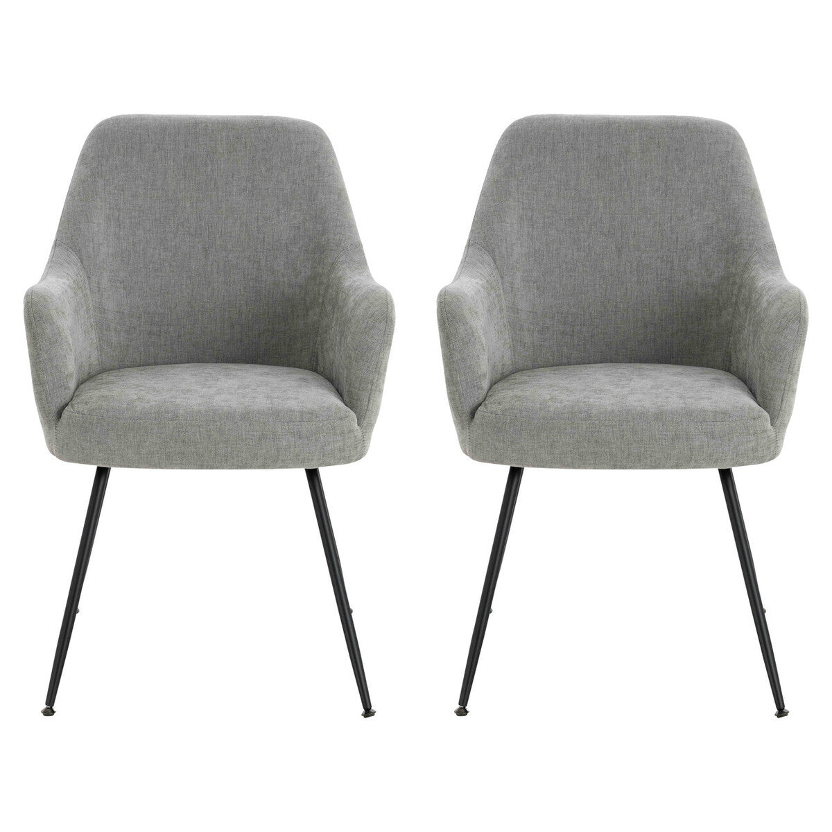 Sande Set of 2 Light Grey Textured Fabric Dining Chairs with Arms