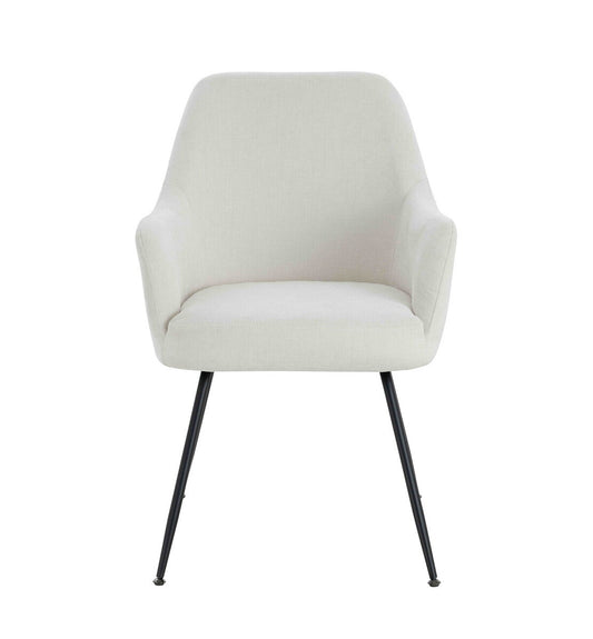 Sande Set of 2 Light Beige Textured Fabric Dining Chairs with Arms