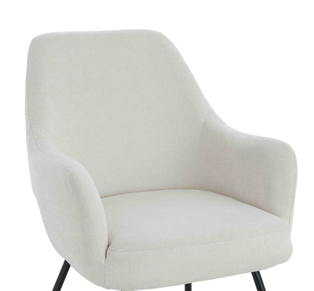Sande Set of 2 Light Beige Textured Fabric Dining Chairs with Arms