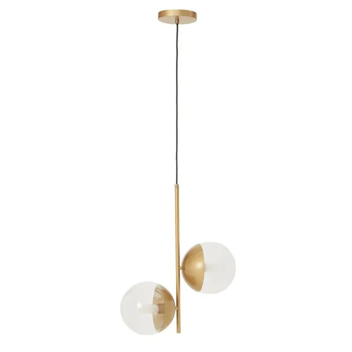 Raine Gold Finish Pendant Light With Two Glass Shades