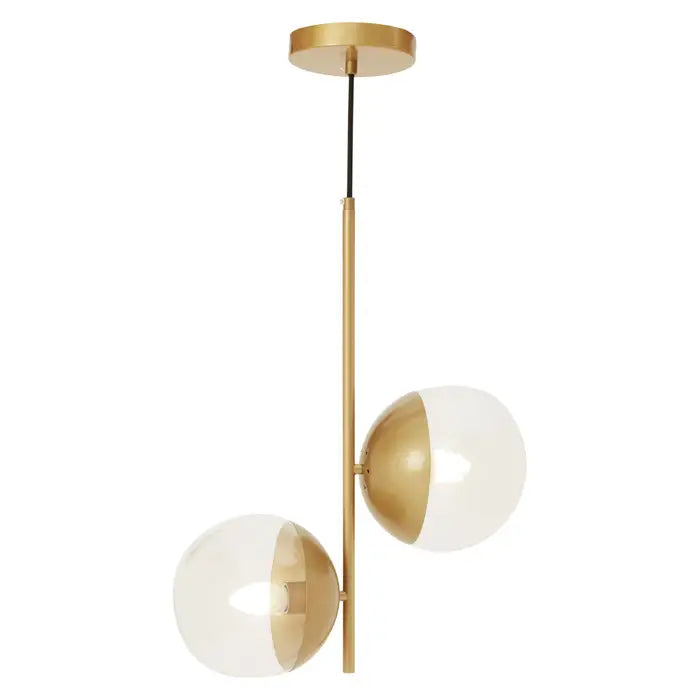 Raine Gold Finish Pendant Light With Two Glass Shades
