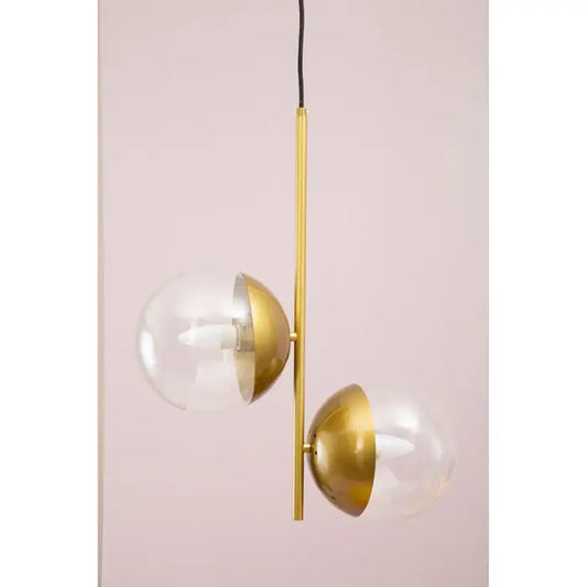 Raine Gold Finish Pendant Light With Two Glass Shades