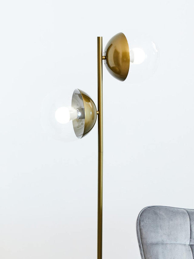 Revel 2 Bulb Gold Finish Metal Floor Lamp