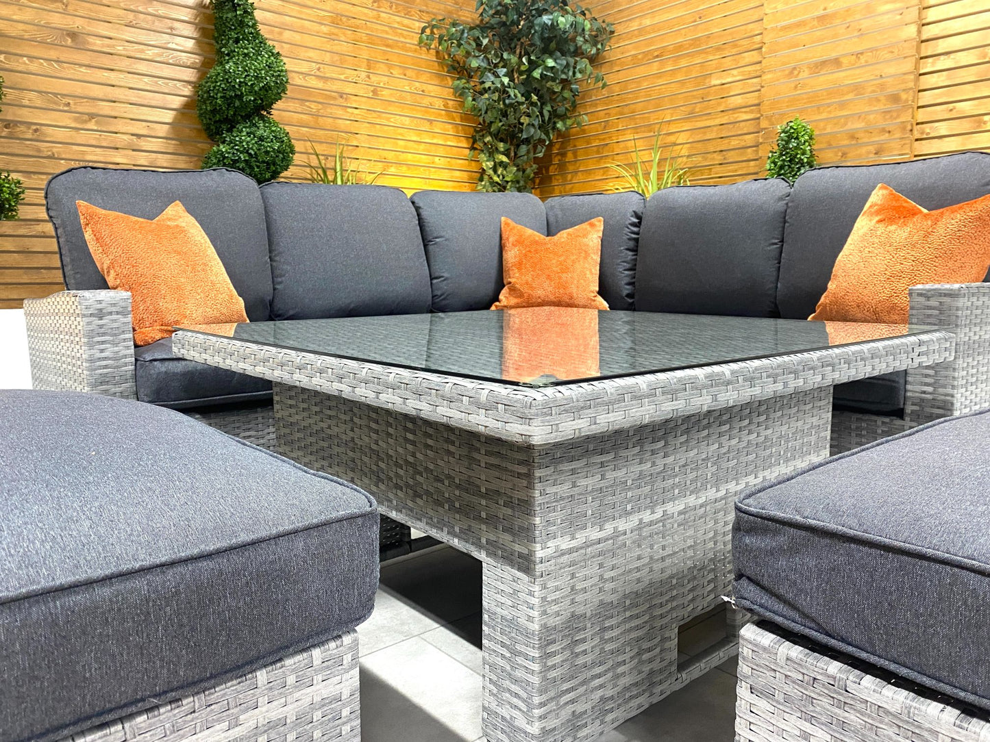 Chimes - Stone Grey Milan Compact Corner Dining Set with Rising Table