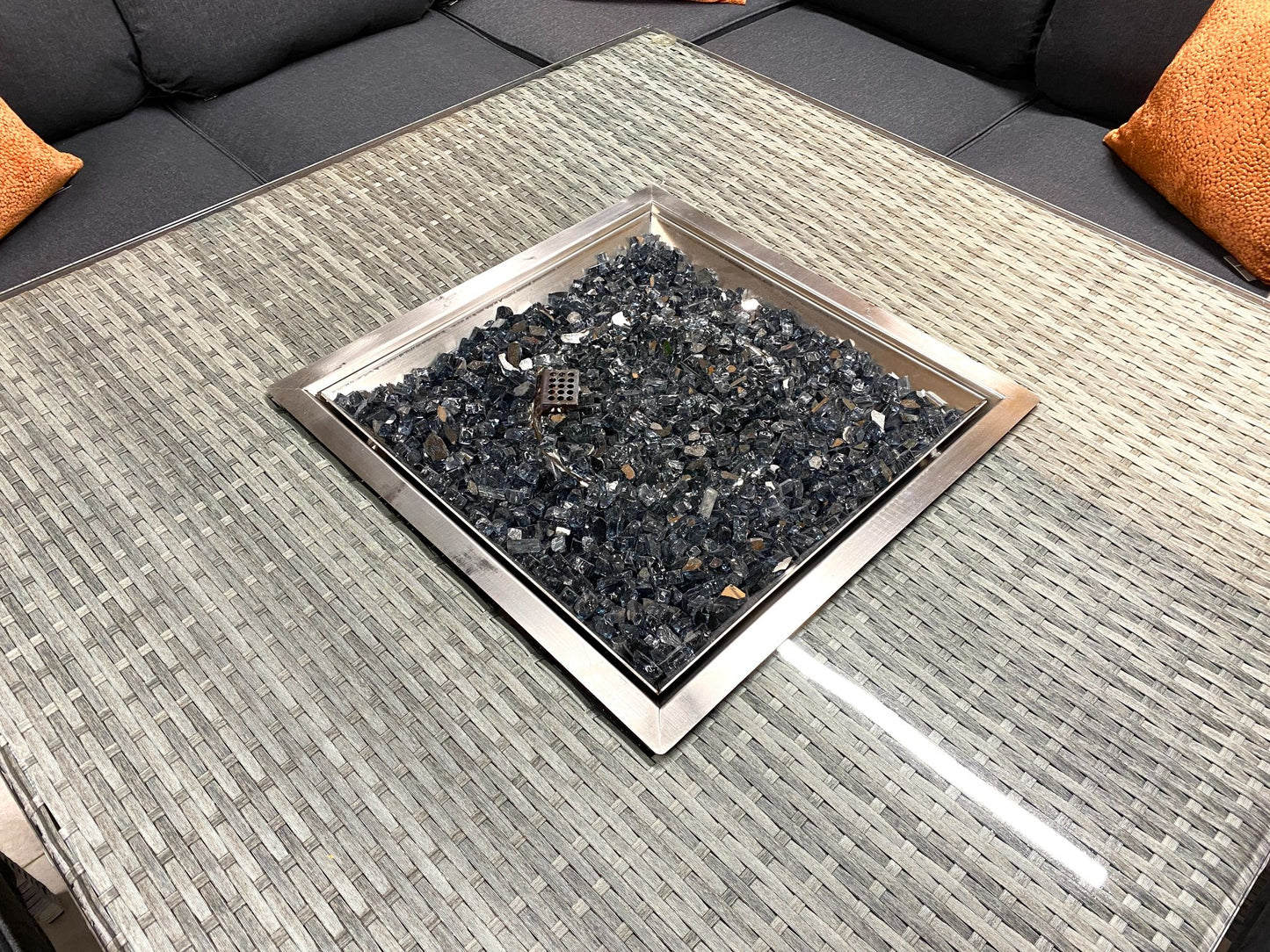 Chimes - Stone Grey Milan Compact Corner Dining Set with Firepit Table