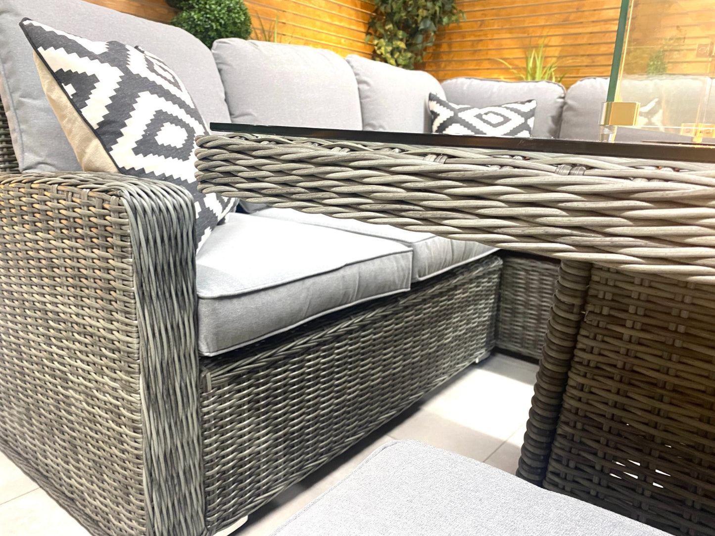 Chimes - Prestige Grey Florence Compact Corner Dining Set with Firepit Table