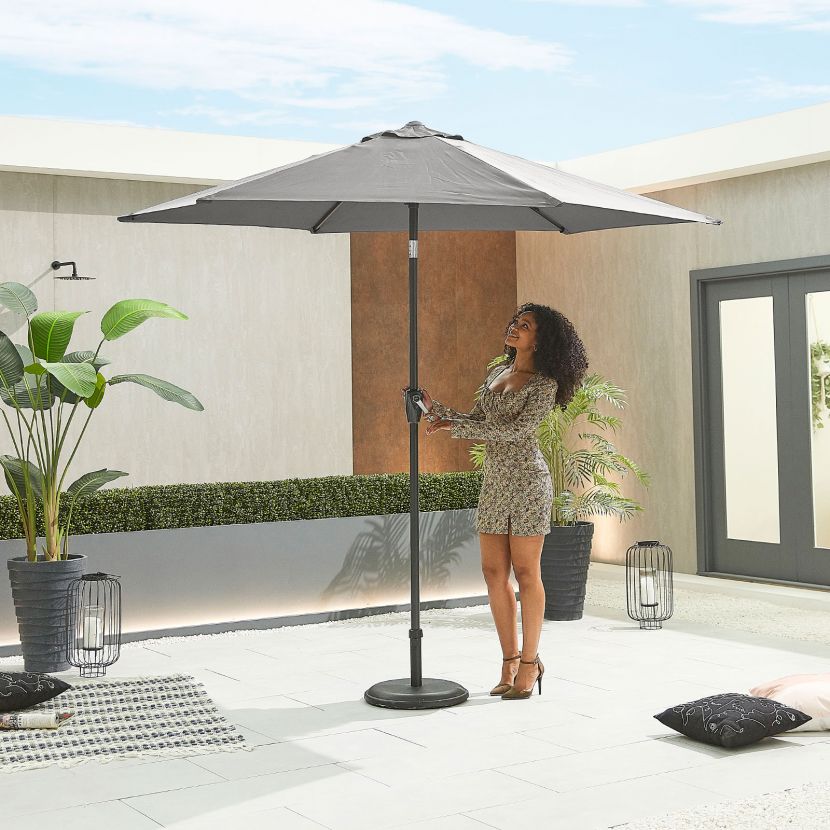 Chimes Antigua Aluminium 2.7m Round Parasol - Grey