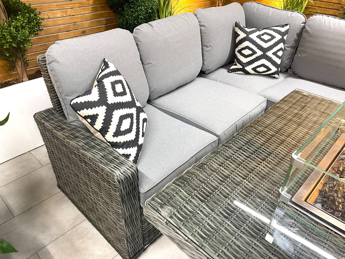 Chimes - Prestige Grey Florence Compact Corner Dining Set with Firepit Table