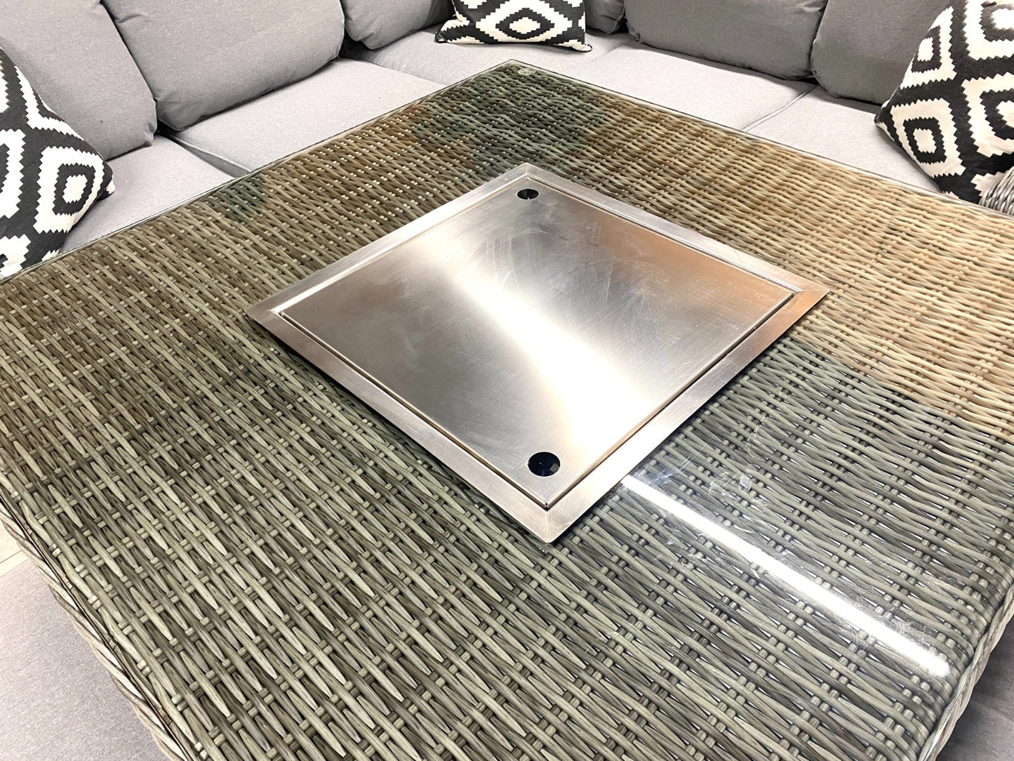 Chimes - Prestige Grey Florence Compact Corner Dining Set with Firepit Table