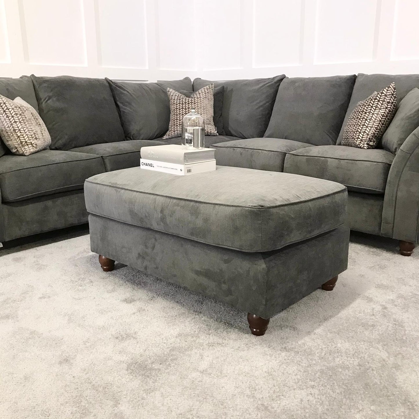 Chimes - Belvedere Corner Sofa - Charcoal Grey - With Foot Stool