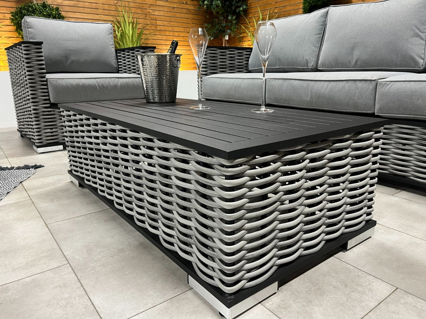 Chimes - Monaco Aluminium 3 Seat Sofa Set with Coffee Table - Rope Weave