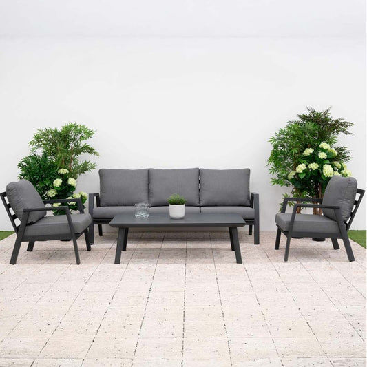 Nova - Phoenix 3 Seater Sofa Dining Set with Rectangular Rising Table - Grey