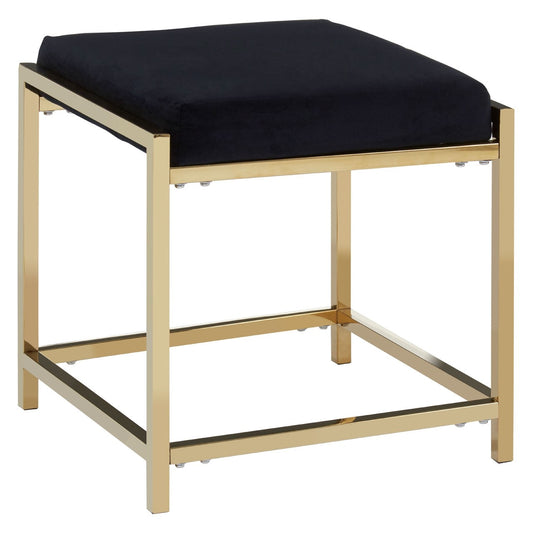 Chimes - Athena Black Velvet Gold Finish Stool