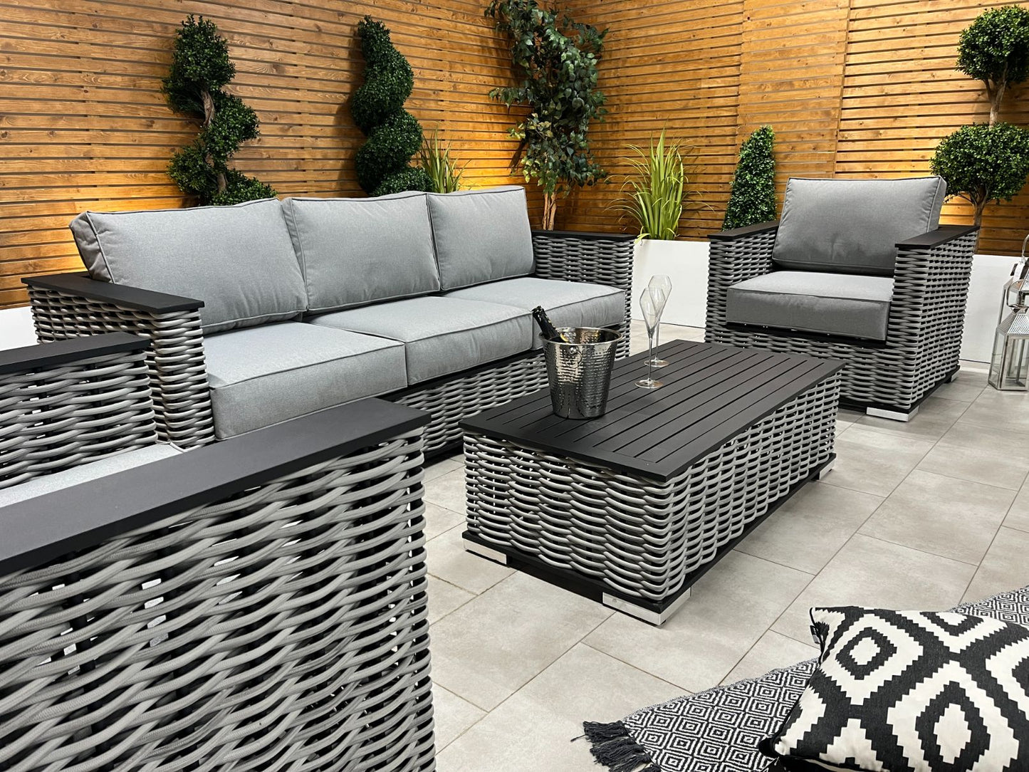 Chimes - Monaco Aluminium 3 Seat Sofa Set with Coffee Table - Rope Weave