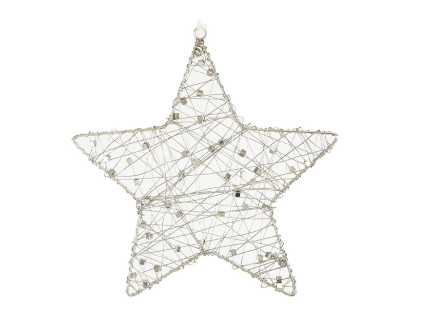 Large silver wire star christmas tree decoration