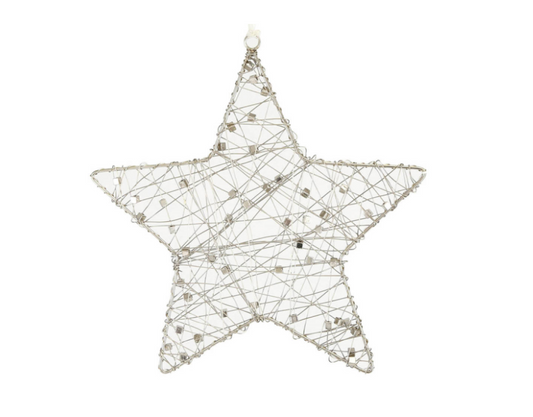 Large silver wire star christmas tree decoration