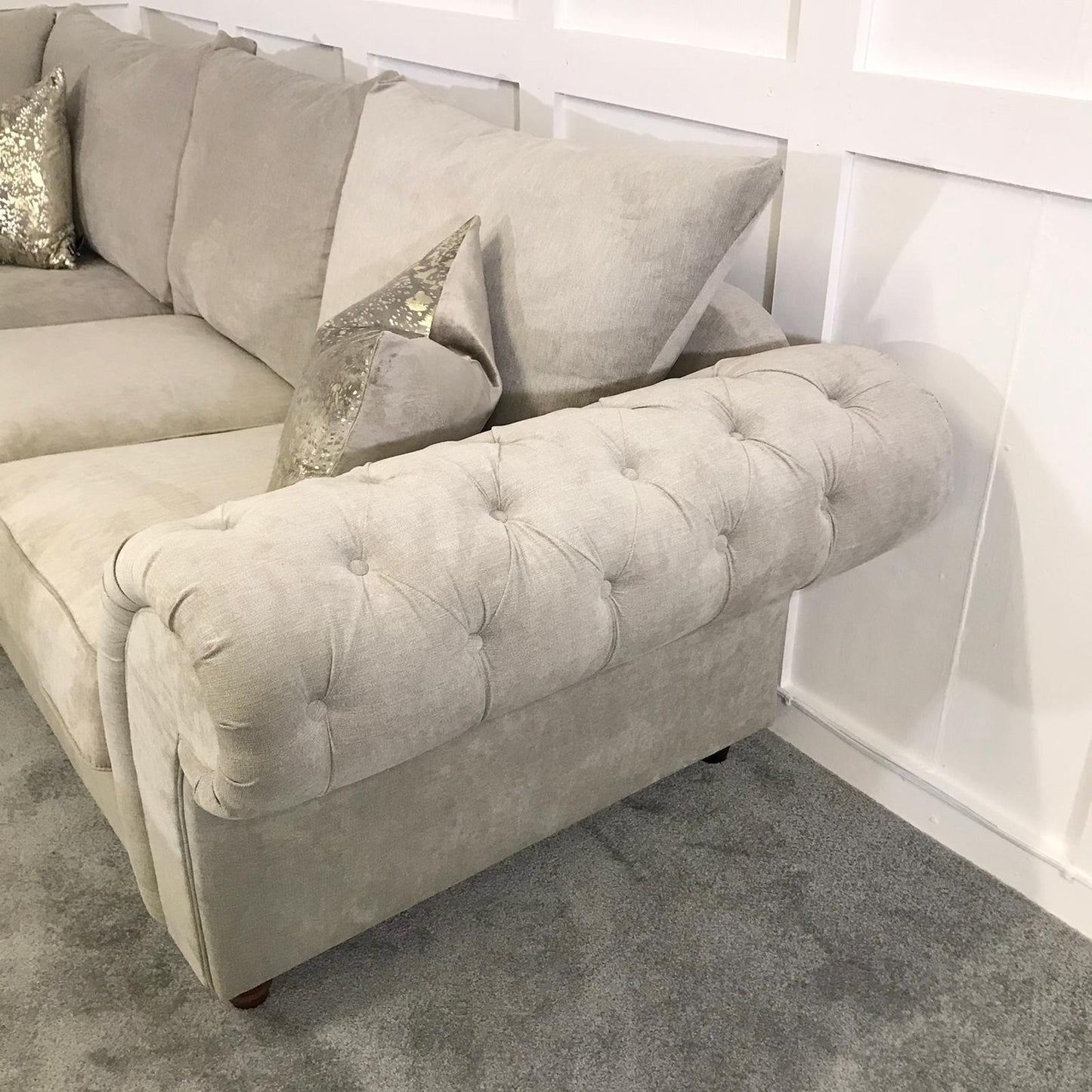 Chimes - Belvedere Corner Sofa - Stone - Without Foot Stool