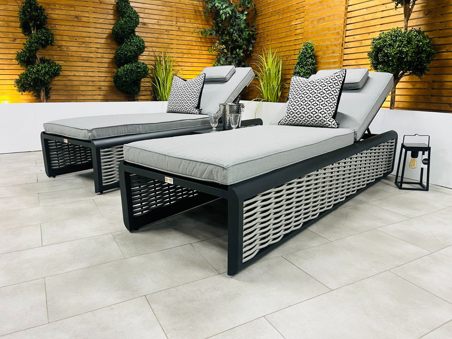 Chimes - Monaco Aluminium Sun Lounger Set with Coffee Table - Rope Weave