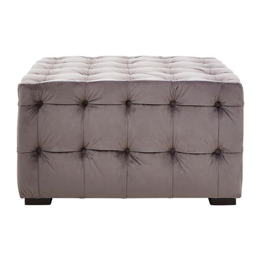 Chimes - Somerset Grey Velvet Button Footstool