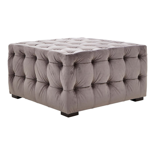 Chimes - Somerset Grey Velvet Button Footstool