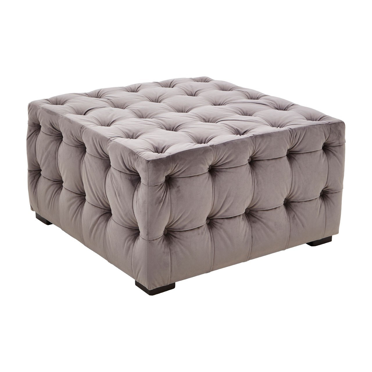 Chimes - Somerset Grey Velvet Button Footstool