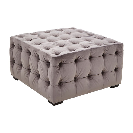 Chimes - Somerset Grey Velvet Button Footstool