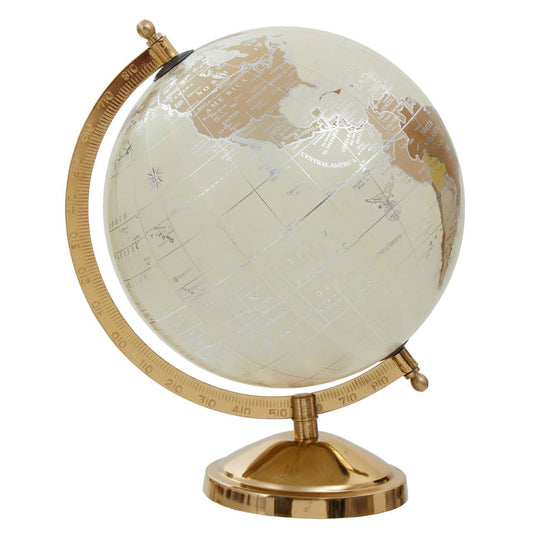 Trafalgar Antique White Globe on Gold Stand