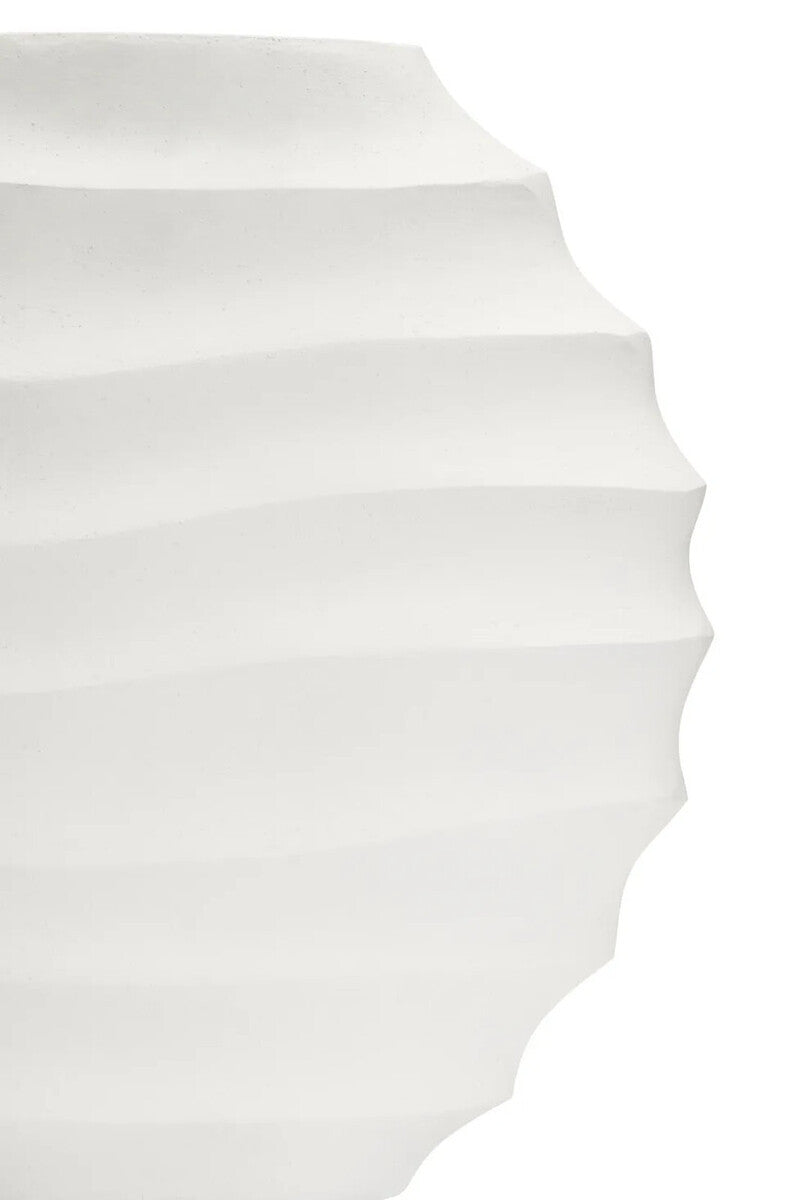Nira Large Ivory Finish Rippled Round Vase