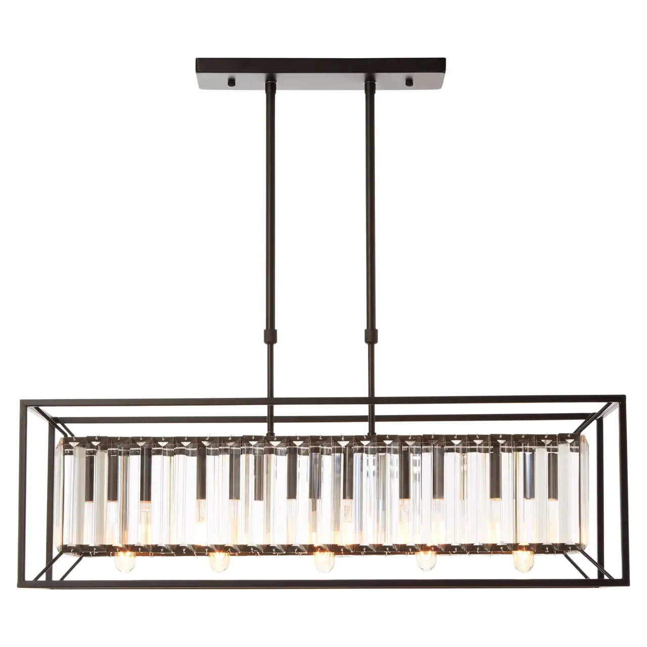 Arianna 5 Bulb Matte Black and Glass Ceiling Light
