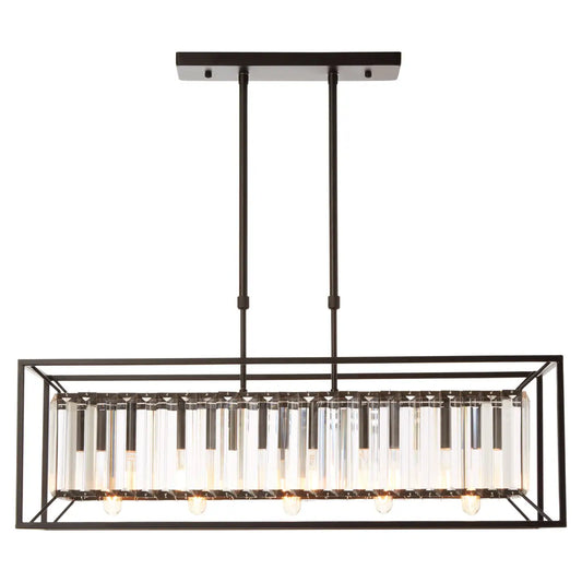 Arianna 5 Bulb Matte Black and Glass Ceiling Light