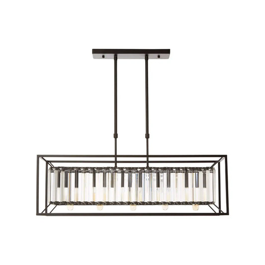 Arianna 5 Bulb Matte Black and Glass Ceiling Light