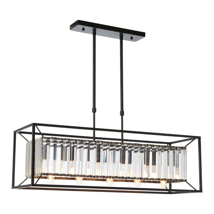 Arianna 5 Bulb Matte Black and Glass Ceiling Light