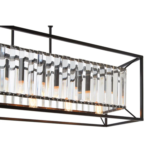 Arianna 5 Bulb Matte Black and Glass Ceiling Light