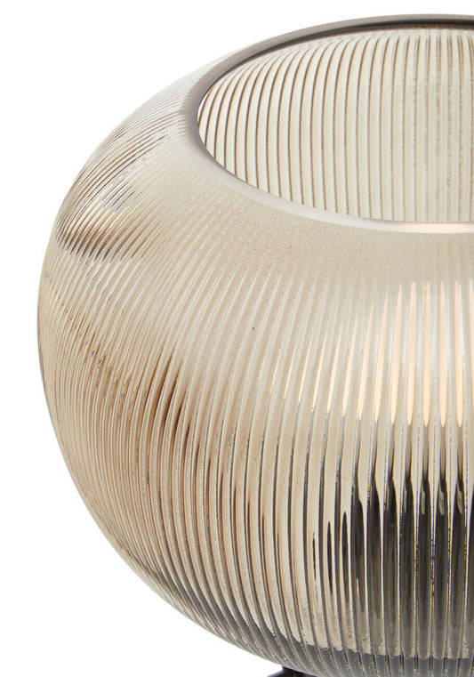 Enya Large Ribbed Smoked Glass Table Lamp