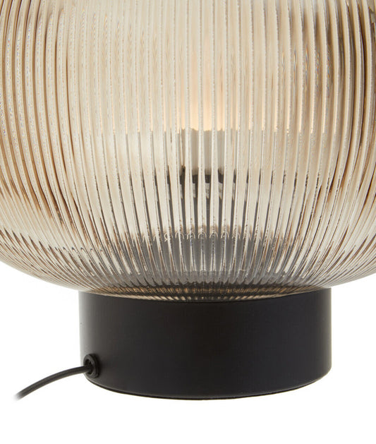 Enya Large Ribbed Smoked Glass Table Lamp