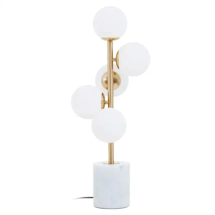 Hebe Brushed Brass & White Marble Table Lamp