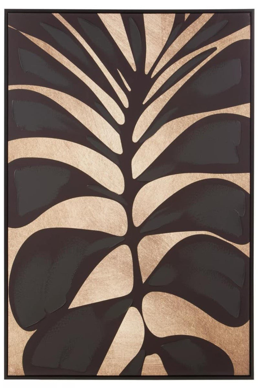 Asia Canvas Black Leaf Design Wall Art