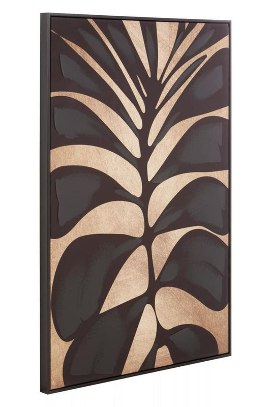 Asia Canvas Black Leaf Design Wall Art